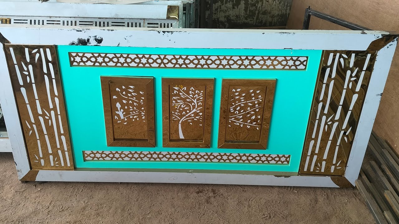 wooden and steel green and golden catering counter #vishwakrma #furniture #house