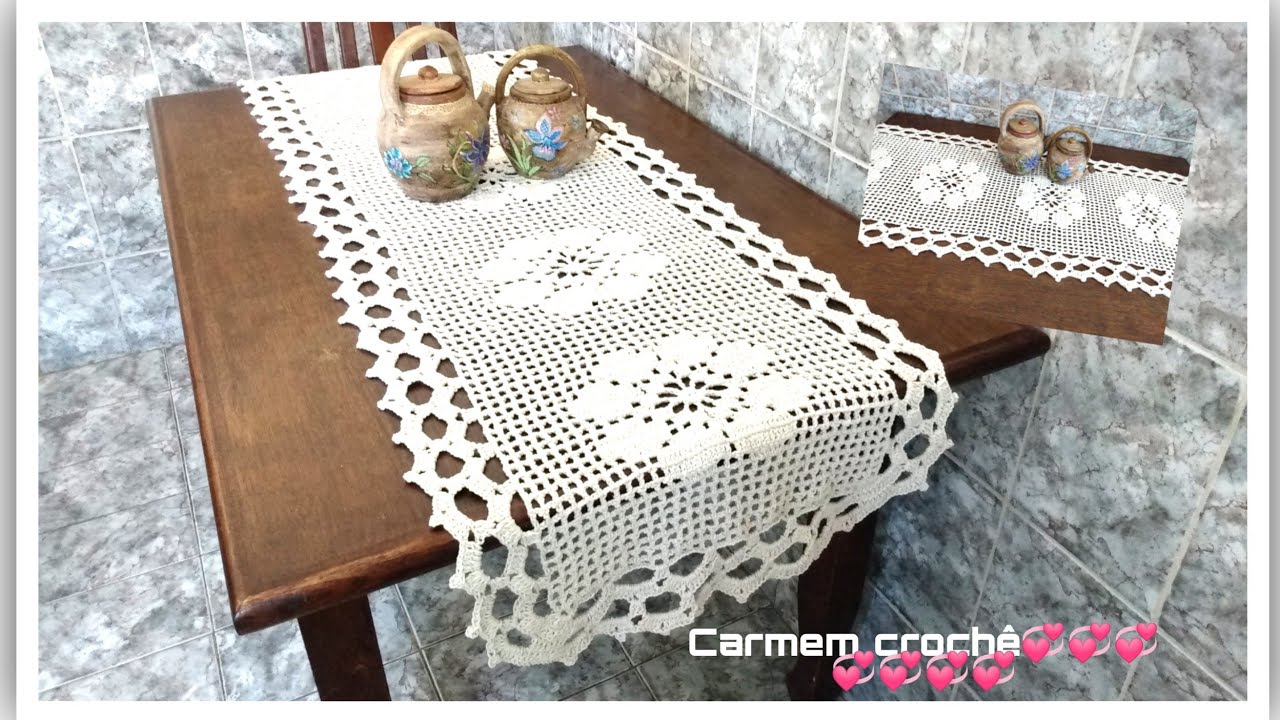 CAMINHO DE MESA ELEGÂNCIA TUTORIAL CROCHÊ PASSO A PASSO.