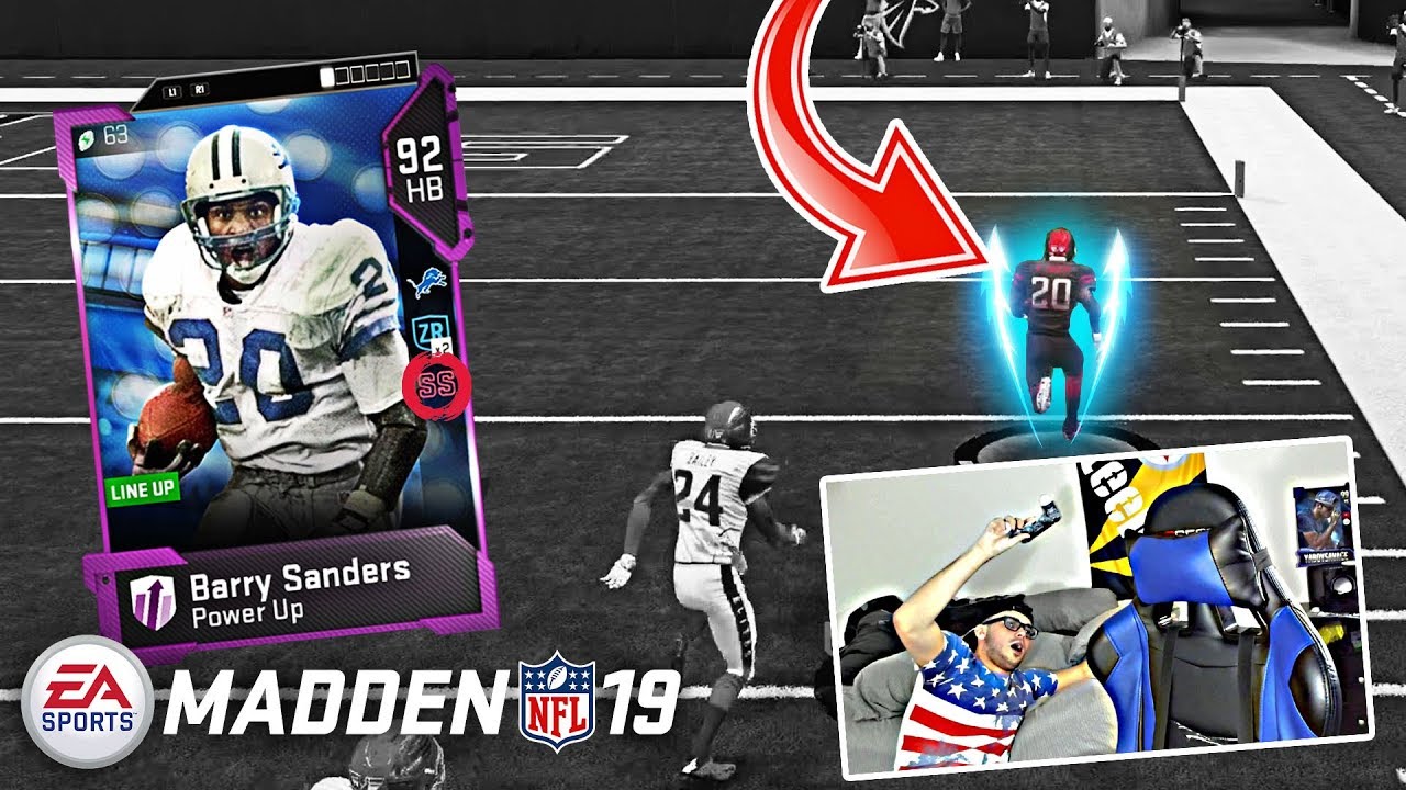 POWER UP BARRY SANDERS IS THE BEST CARD IN THE GAME! Madden 19 Ultimate Team Gameplay