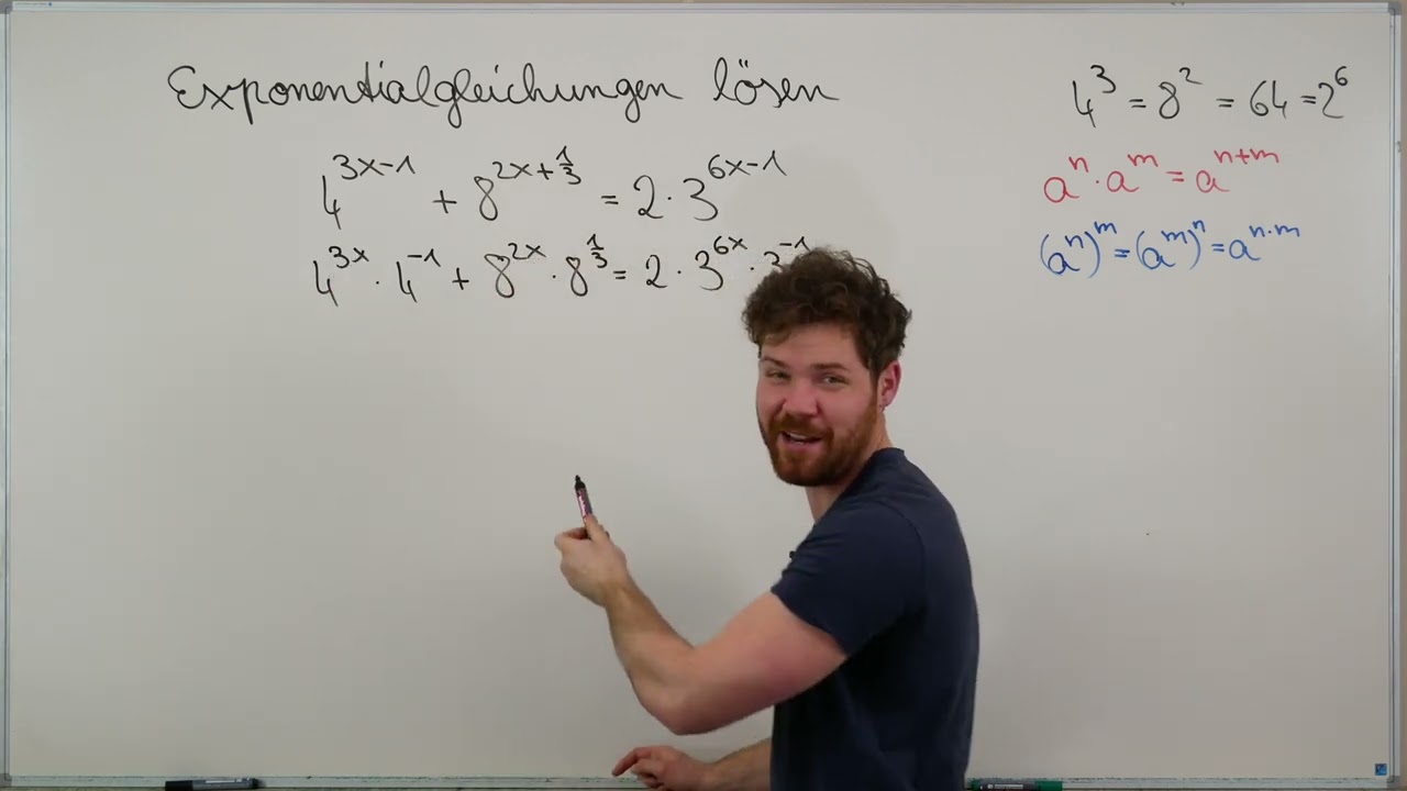Exponentialgleichung lösen mit Logarithmus und Potenzgesetzen. Mathe in der Schule einfach verstehen
