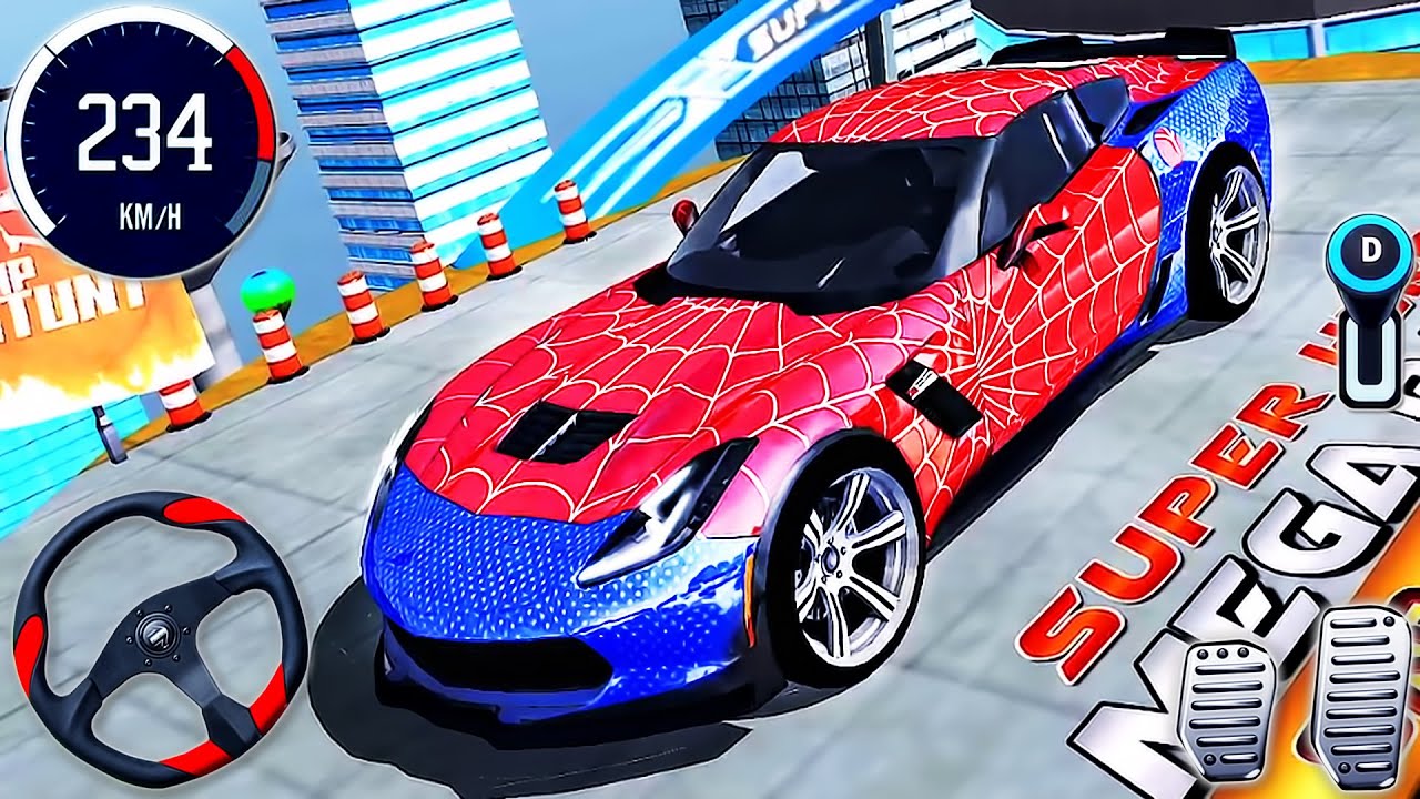 Superhero Car Mega Ramp Driving Tracks - Impossible GT Car Stunts Racing 3D - Android GamePlay