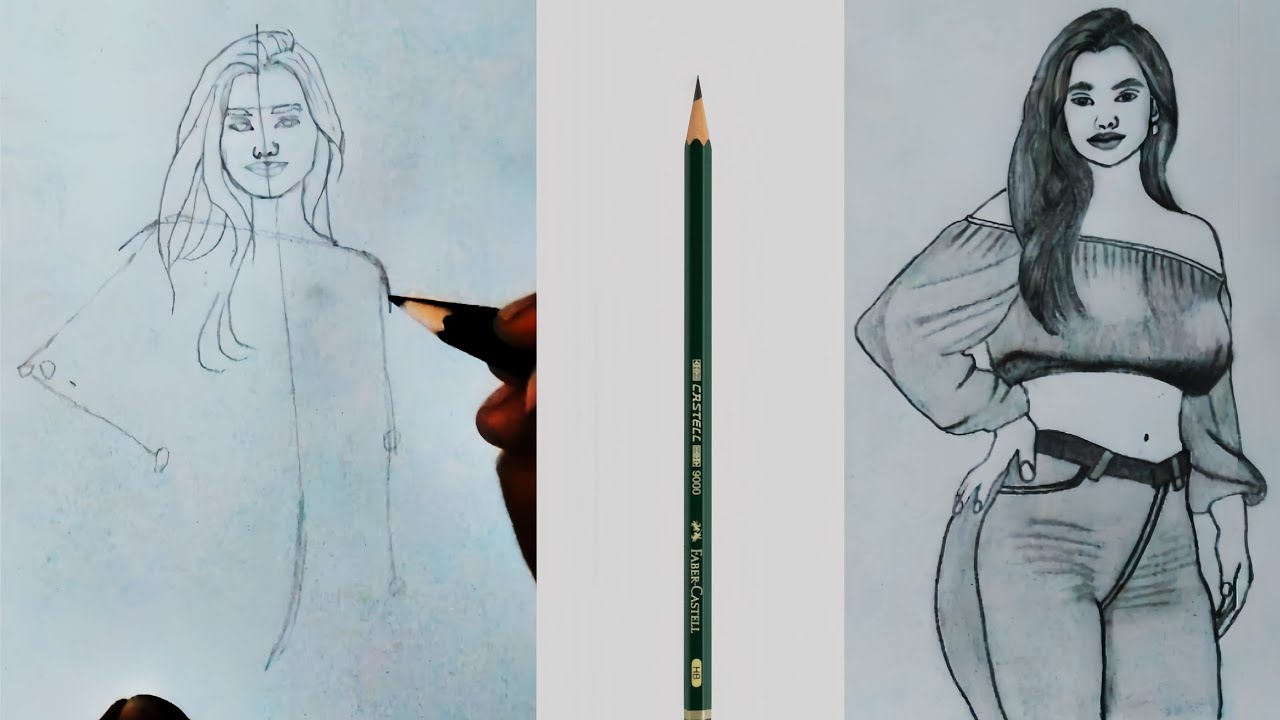 Beautiful Girl Pencil Sketch | Fashion Girl Drawing Step by Step