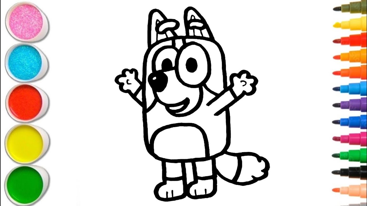 Cute Bluey Drawing, Painting and Coloring For Kids and Toddlers_ How to Draw Bluey | Child Art