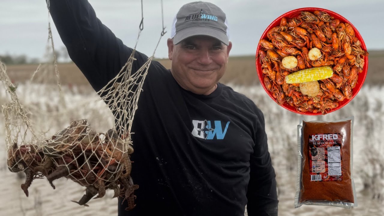 Crawfishing The Old Fashion Way (Catch & Cook) Crawfish Boil Using My New KFRED Blend