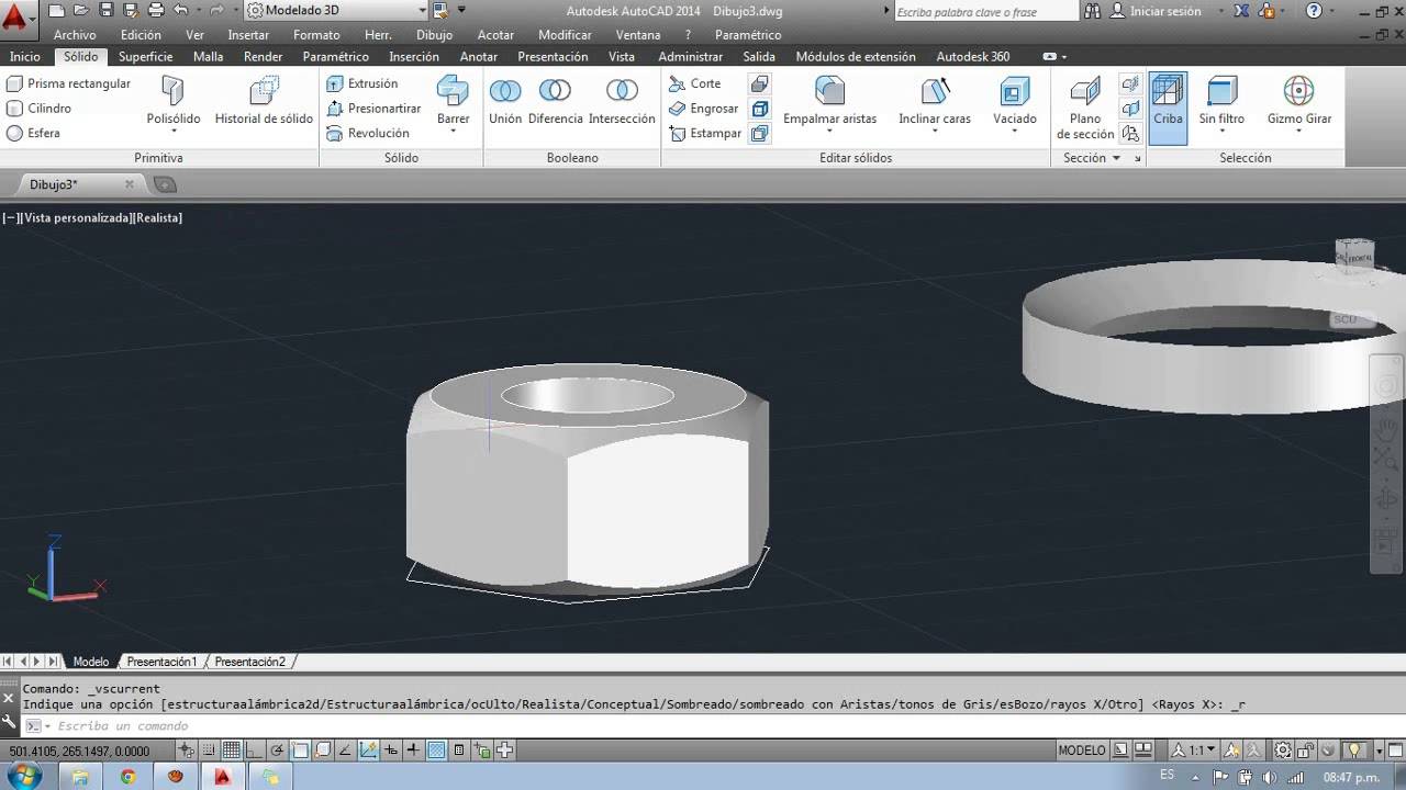 04 AutoCAD 3D Ejemplo Tuerca usando Hélice