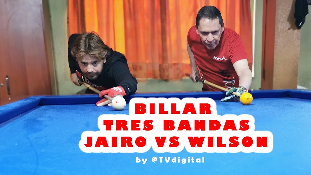 Billar a tres bandas, billiard to three bands, partida Jairo vs Wilson, taco, guante, @TVdigital
