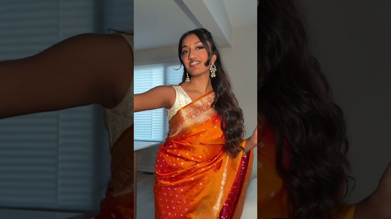 love this bright orange saree🤭🍊 #diwali #diwalitransition #transition saree from 💕