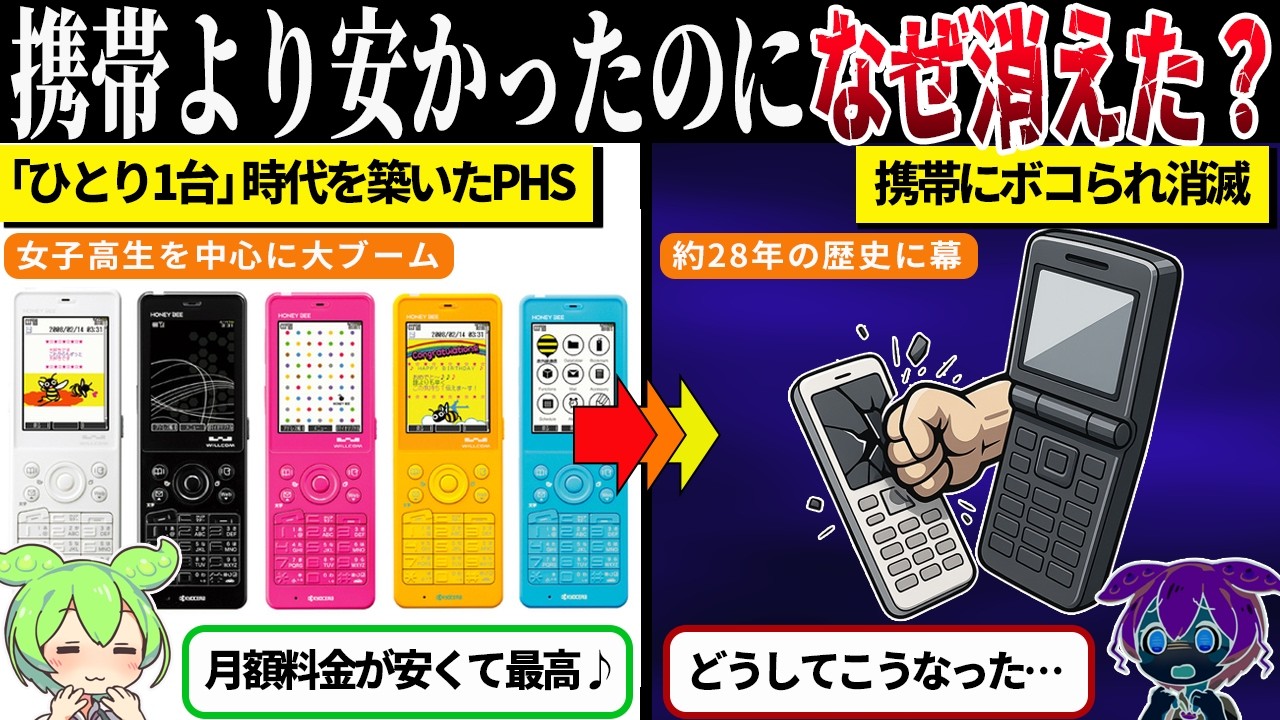 なぜPHSは消えたのか？最後の砦ウィルコム破綻の真相【ずんだもん＆ゆっくり解説】
