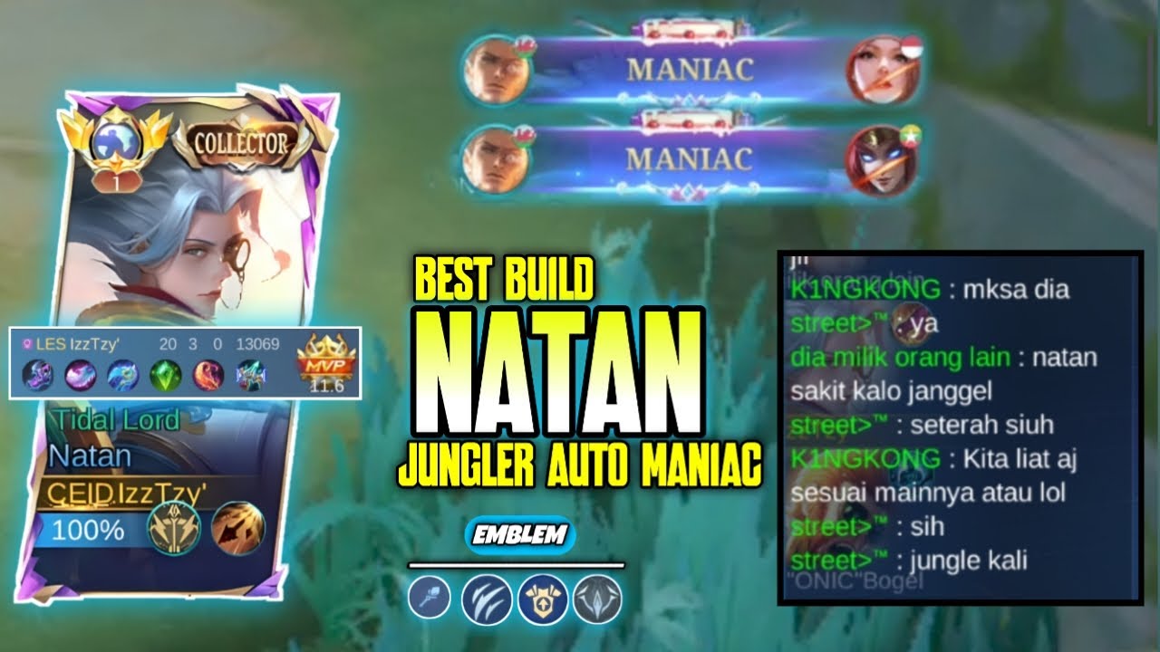 NATAN JUNGLER DIREMEHIN SAMA TIM LANGSUNG MANIAC - GAMEPLAY NATAN JUNGLER - TOP GLOBAL NATAN - MLBB