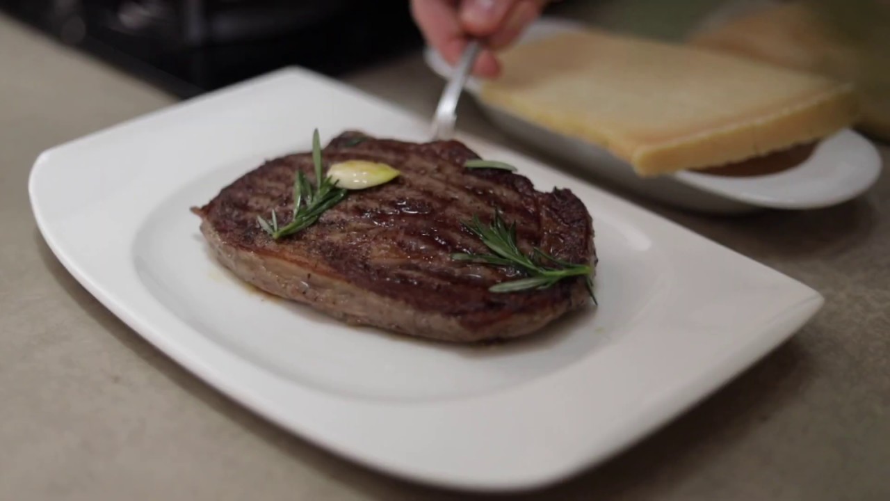 Ribeye tagliata and baby potatoes with ILIADA Organic Kalamata PDO EVOO by Chef Giannis Stratigos
