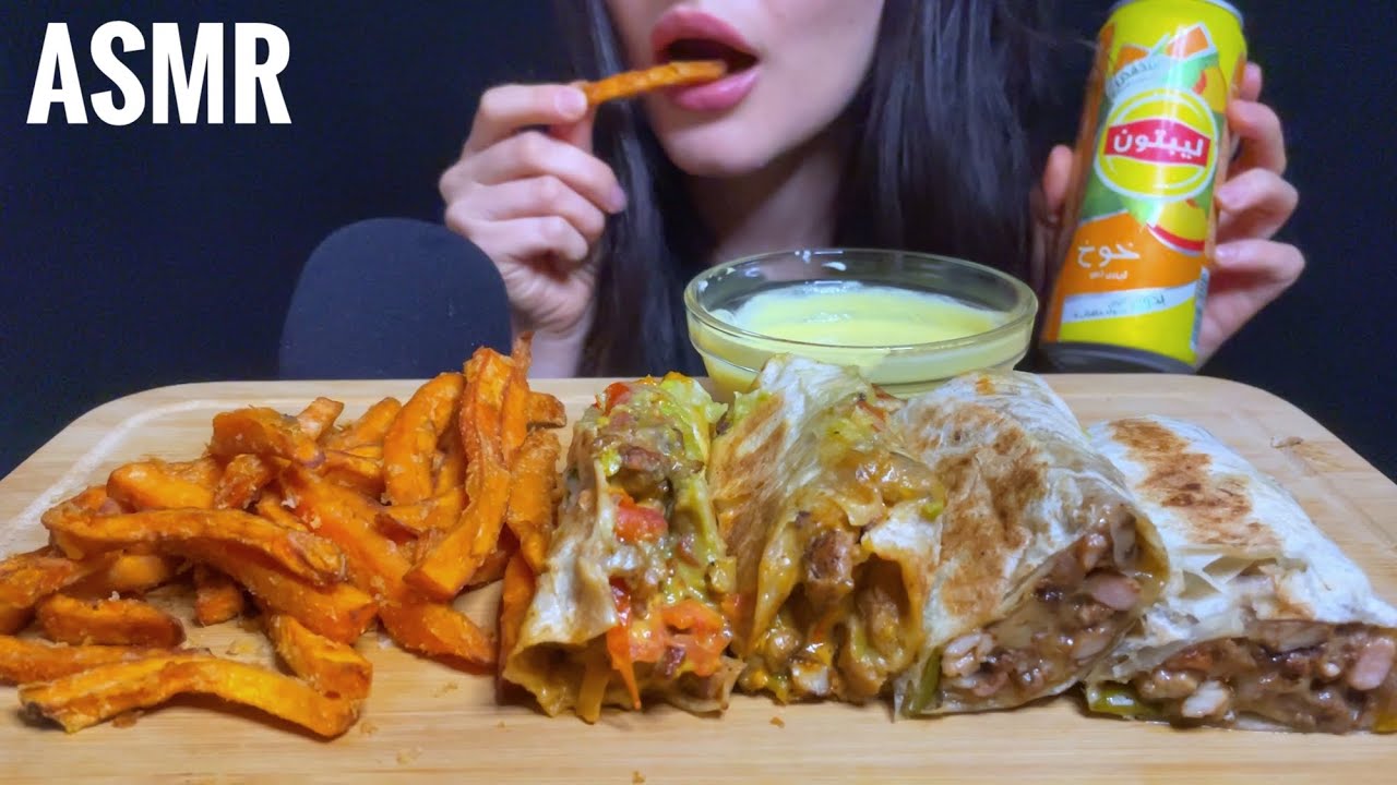 ASMR CHICKEN SHAWARMA + FRIES MUKBANG (NO TALKING) ARABIC & TURKISH FOOD