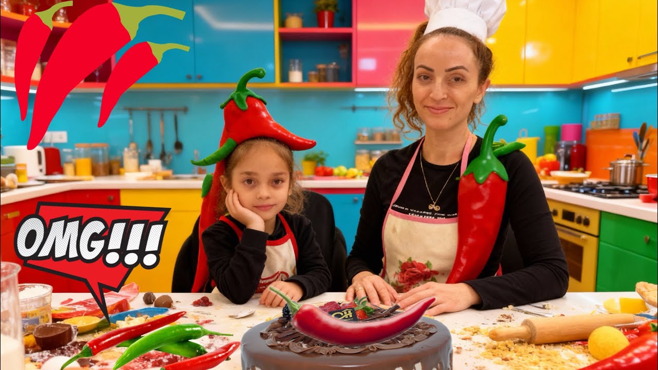 BABAMA ACI BİBERLi PASTA YAPTIK !! BABAM ŞOK OLDU !!#funny #fun#çocukvideoları 