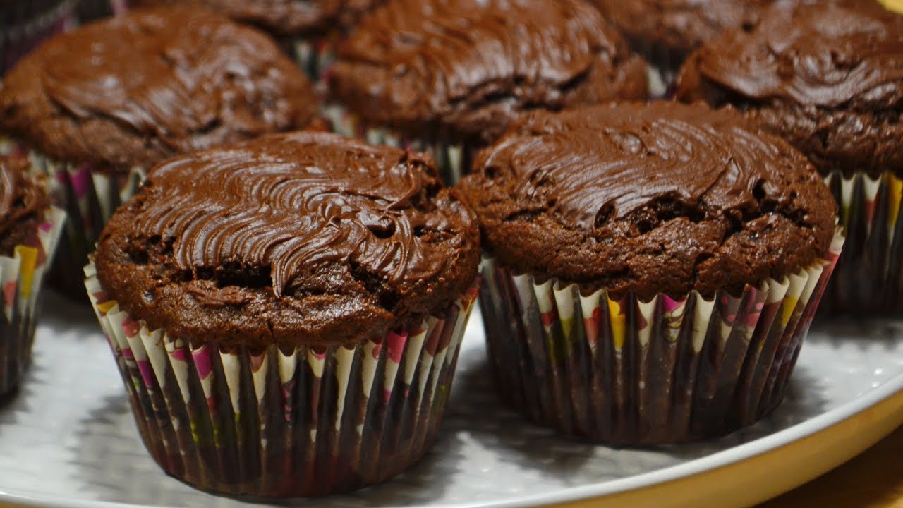 Шоколадные Кексы с Начинкой (Вишня, Банан, Джем) Chocolate cupcakes