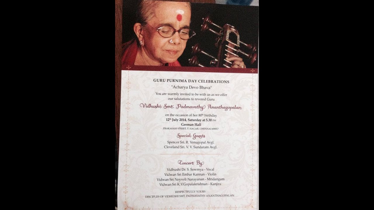S. Sowmya Live @ Padmavathy Ananthagopalan 81st B'day