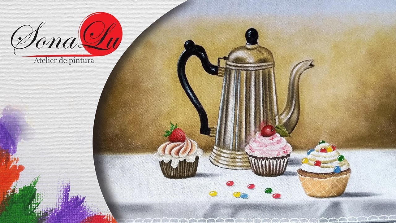 Aula 250 - Bule com Cupcakes em Pano de Prato - Parte 2