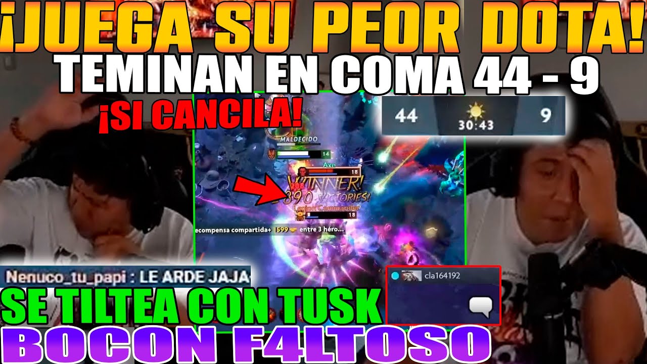 JUEGA SU PEOR DOTA!! TERMINAN EN COMA 44 - 9. MACARIUS SE TILTEA CON SU TUSK F4LTOSO CON LO DE IMPE