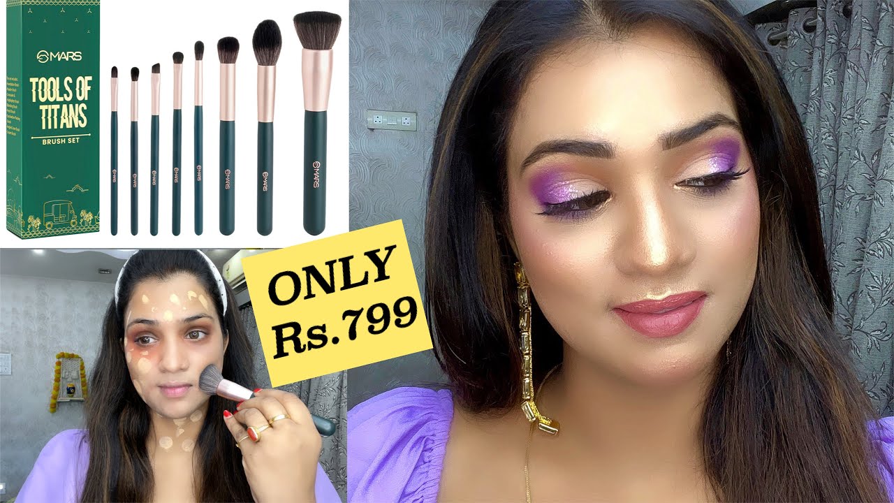 Full Face Makeup Look using Mars makeup brush set,/Best & Affordable makeup brushes for beginners,