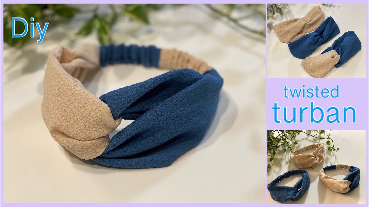クロスタイプターバン作り方 How to make twisted turban/headband, easy sewing tutorial, diy, handmade