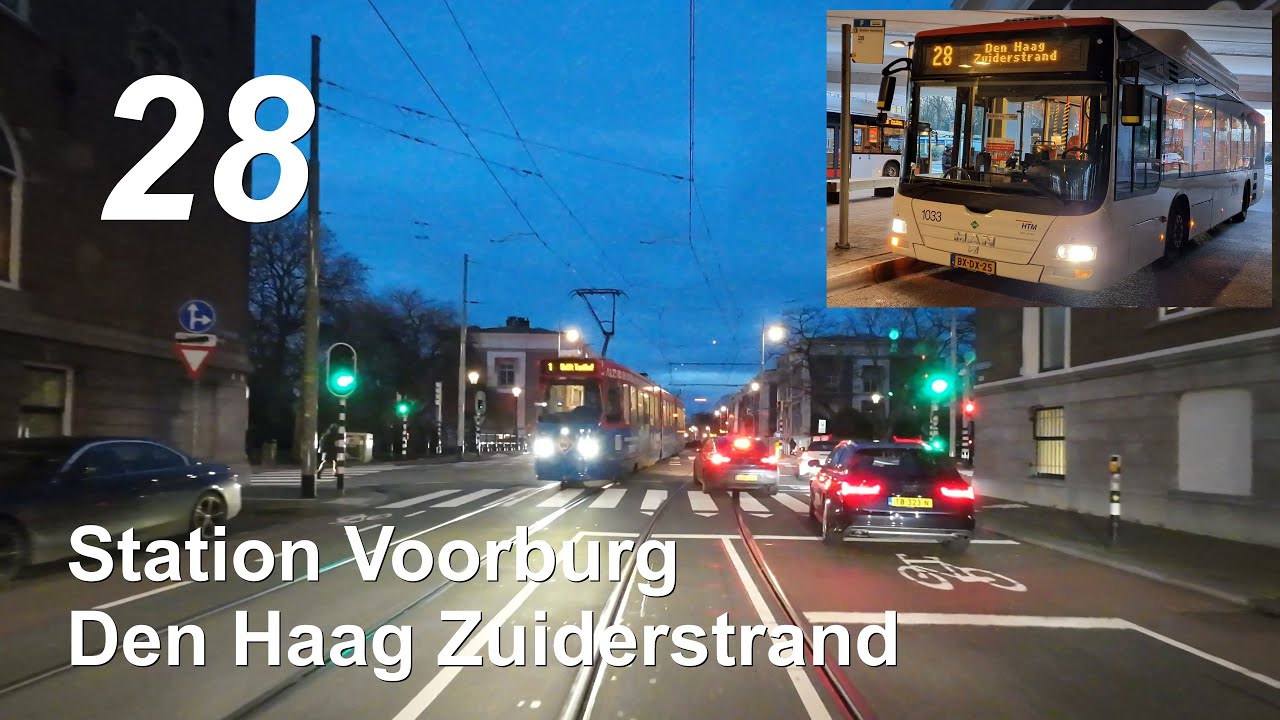 HTM lijn 28: Voorburg Station - Den Haag Zuiderstrand | omleiding | HTM 1033 | 2023
