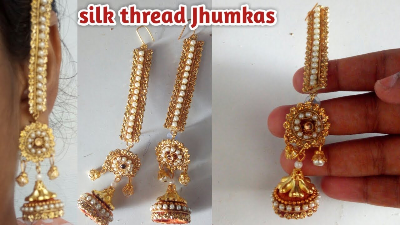 DIY // How to Make Beautiful Silk Thread Side Ear Chain With Jhumkas 2020// Maatal Designs