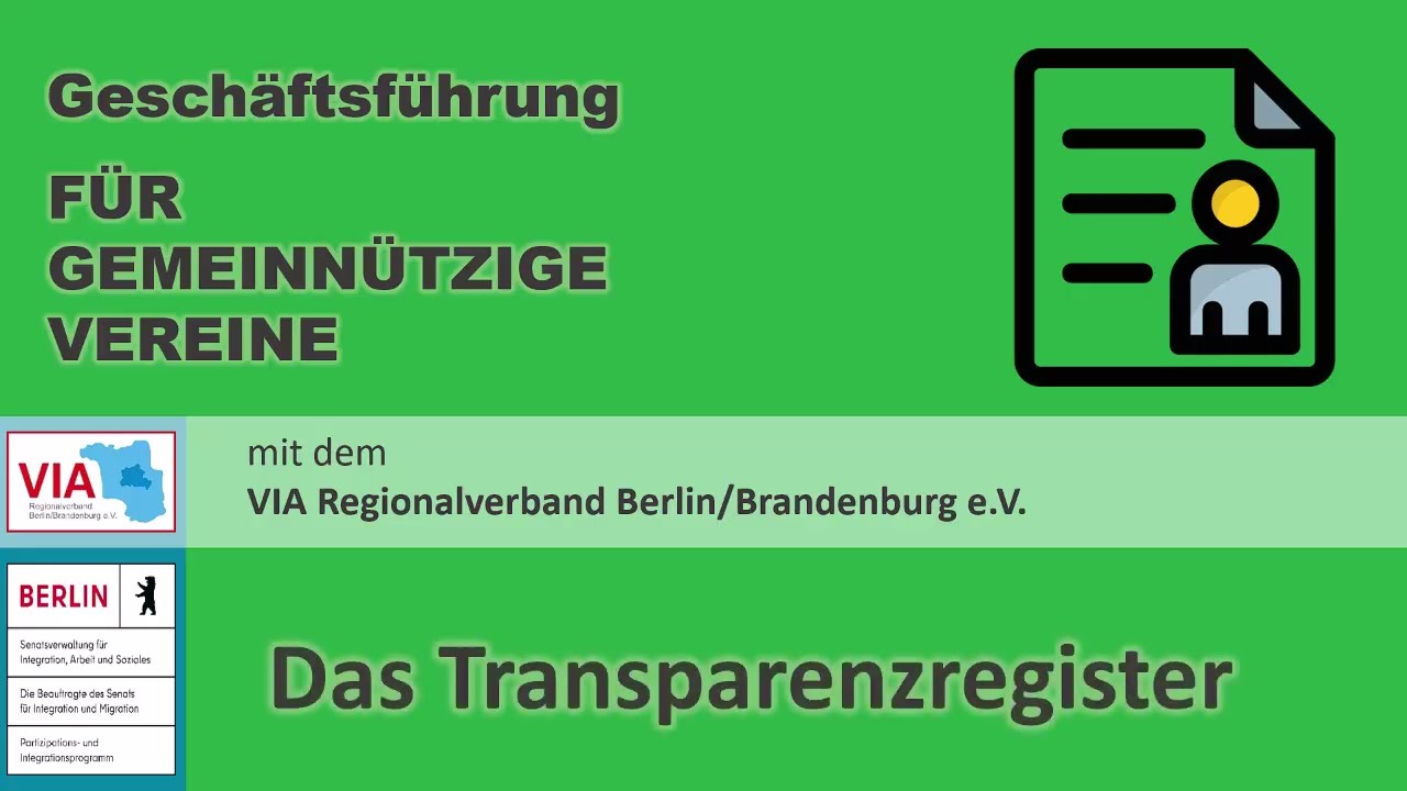 Transparenzregister - Abruf des Auszuges für gemeinnützige Vereine