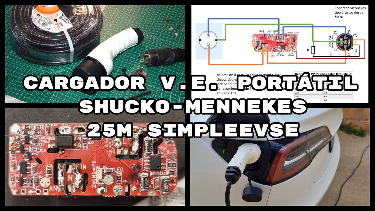 Cargador Portátil Compacto para Vehículo Eléctrico Shucko-Mennekes (#4K)