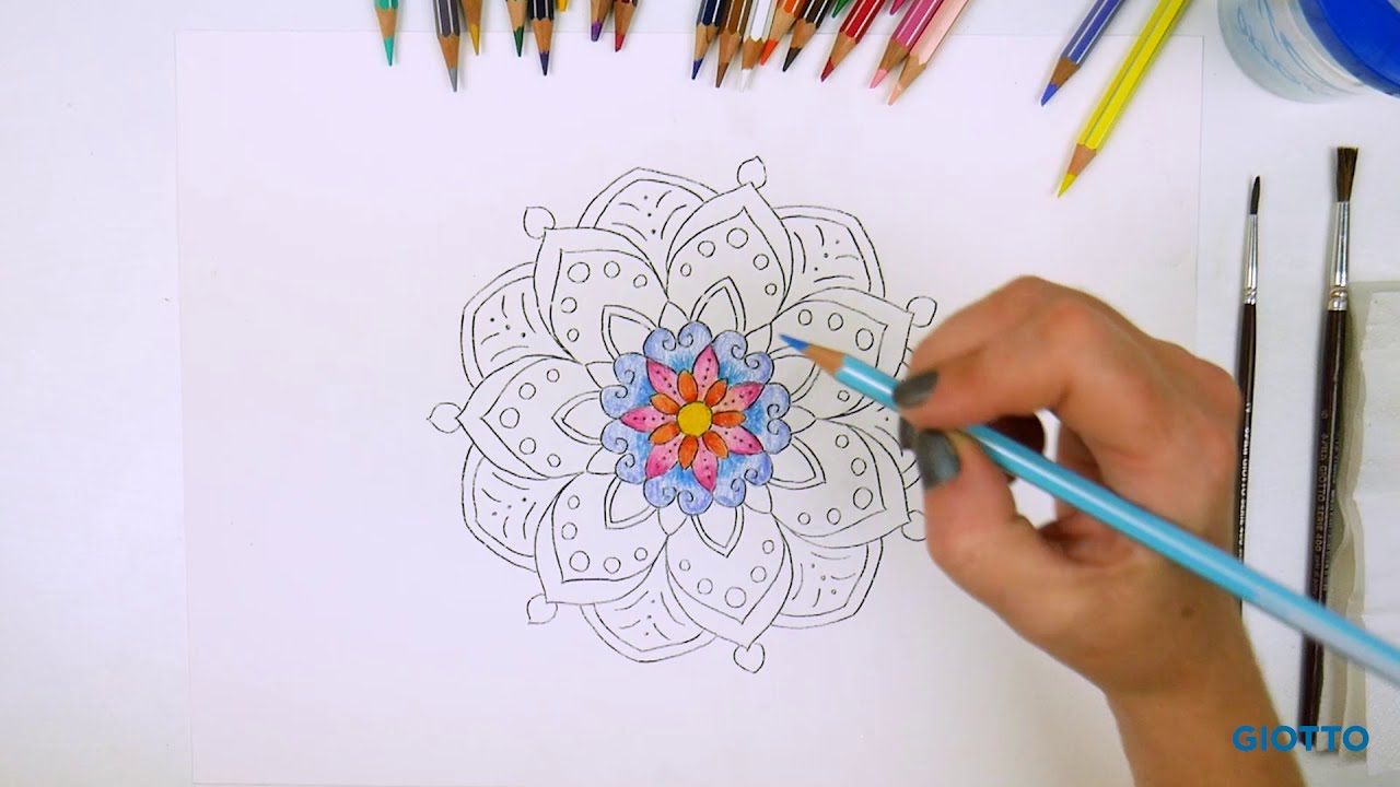 Cómo colorear un mandala con lápices de colores acuarelables Giotto Stilnovo Acquarell