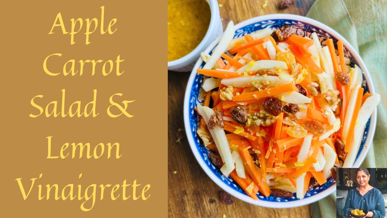 APPLE CARROT SALAD & LEMON VINAIGRETTE |EASY SALAD RECIPE FOR POTLUCKS, PICNICS, BARBECUES