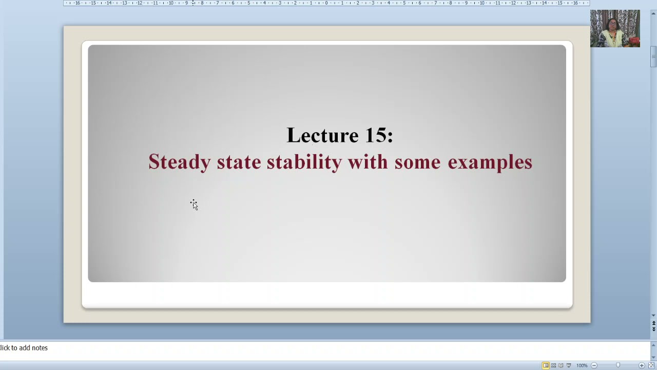 Lecture 15 PSS: Some facts of Steady State Stability