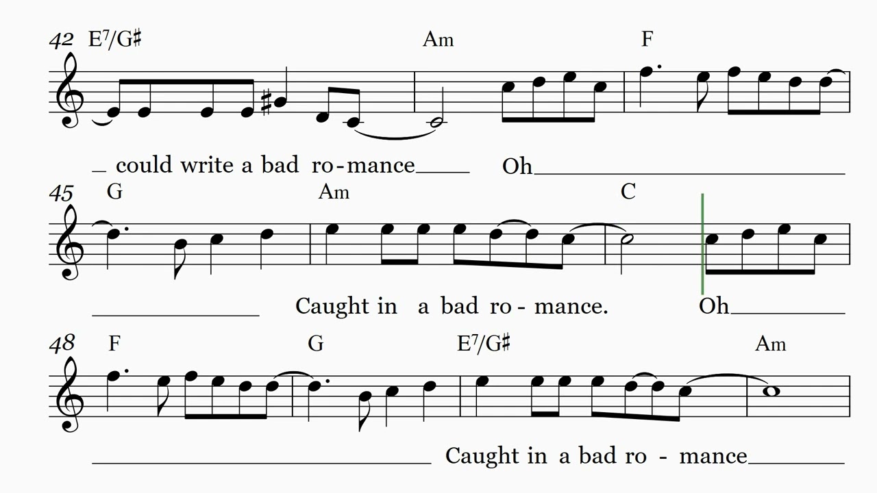 Bad Romance - Lead Sheet for Trumpet Solo