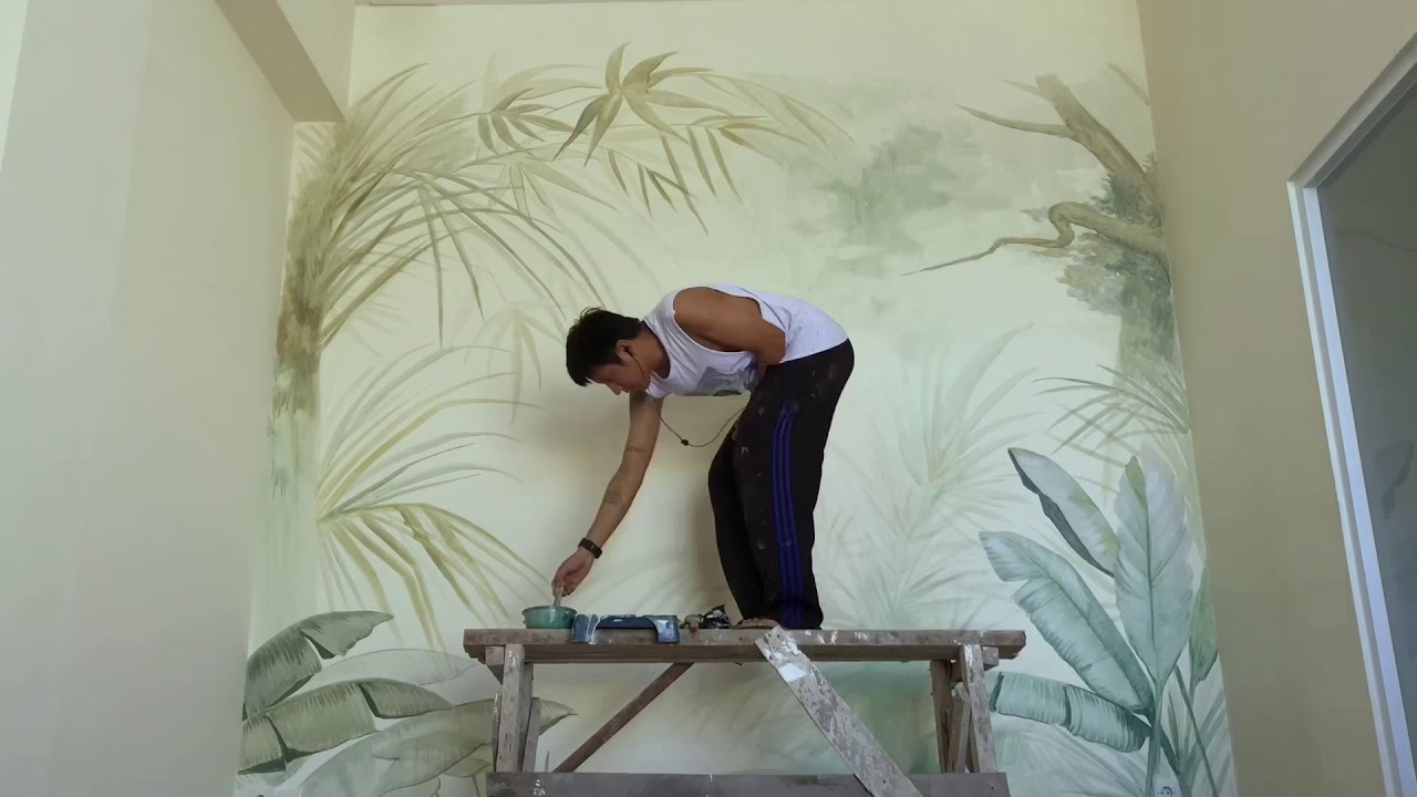 TROPICAL WATERCOLOR MURAL TIME-LAPSE