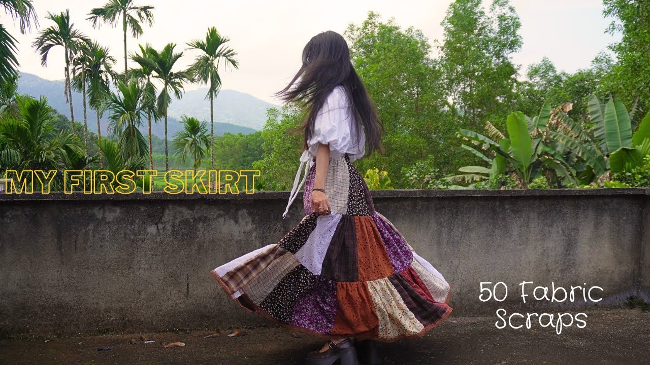 I sewed my first skirt using 50 scrap pieces - The result is shocking!