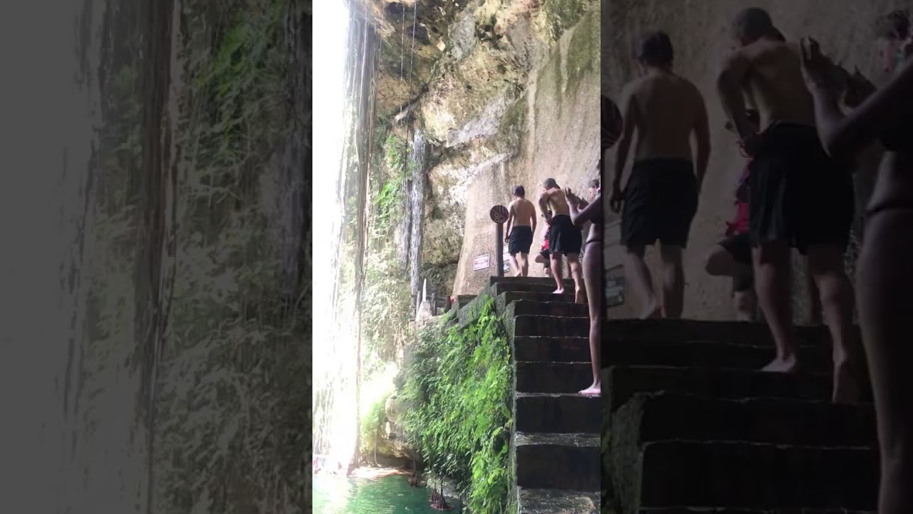 Jumping into the cenote