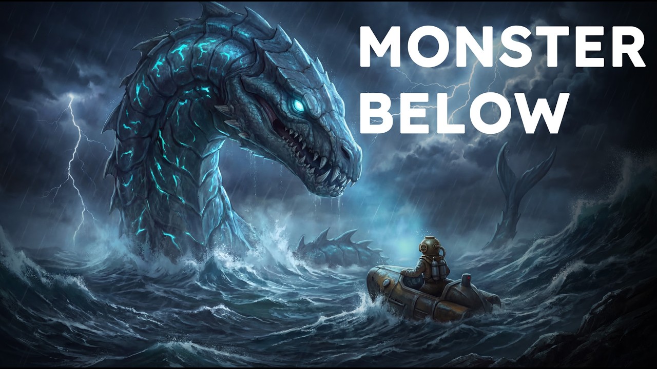 Giant Glowing Jellyfish Above a Lost Underwater City