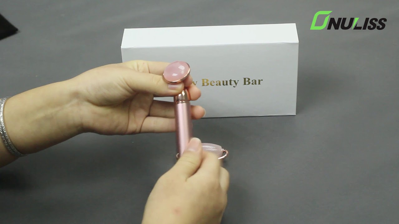 2-IN-1 Electric Jade Roller Vibrating Facial Roller & Face Massager, Rose Quartz