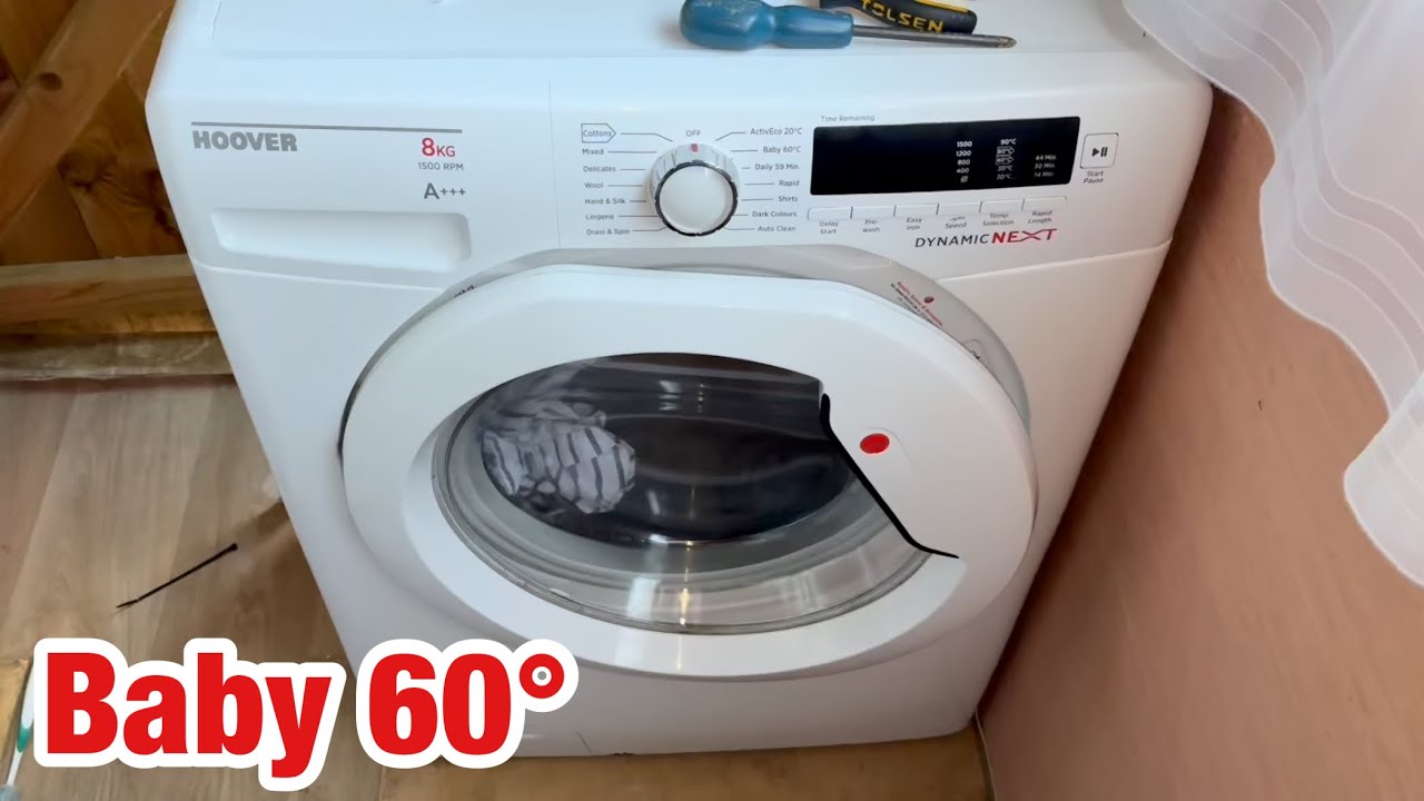 Hoover DynamicNext DXC58W3 washing machine || Baby 60°