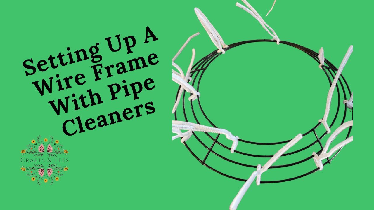 Putting pipe cleaners on a  wire wreath frame