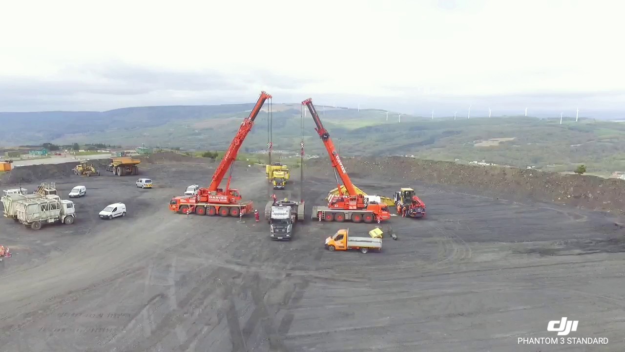 Komatsu PC2000 being transported by Walters Plant hire Into Selar OCCS on 2 Scania's