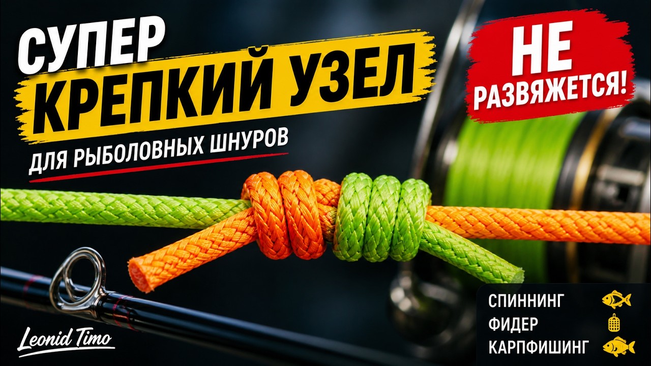КАК СОЕДИНИТЬ ДВА ШНУРА ДЛЯ РЫБАЛКИ? Просто и Крепко 🐟