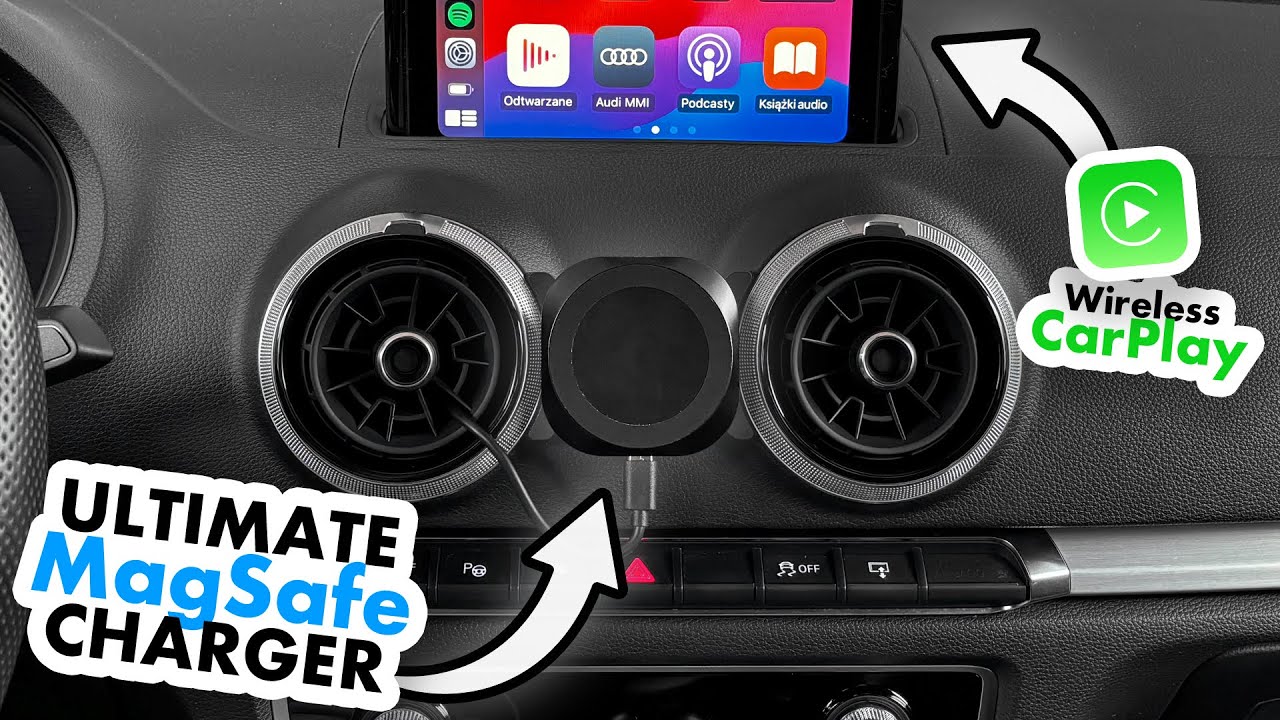 Audi A3/S3/RS3 (8V): MagSafe phone holder wireless charger + CarPlay adapter