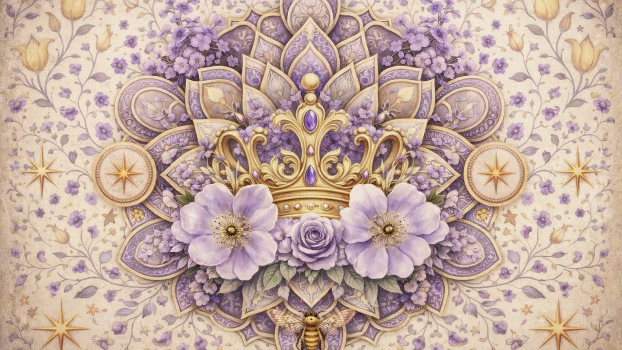 DIVINE FLORAL CROWN - ELEGANCE HARMONY LIGHT | MANDALAS OIL PAINTING No Music - Background for TV