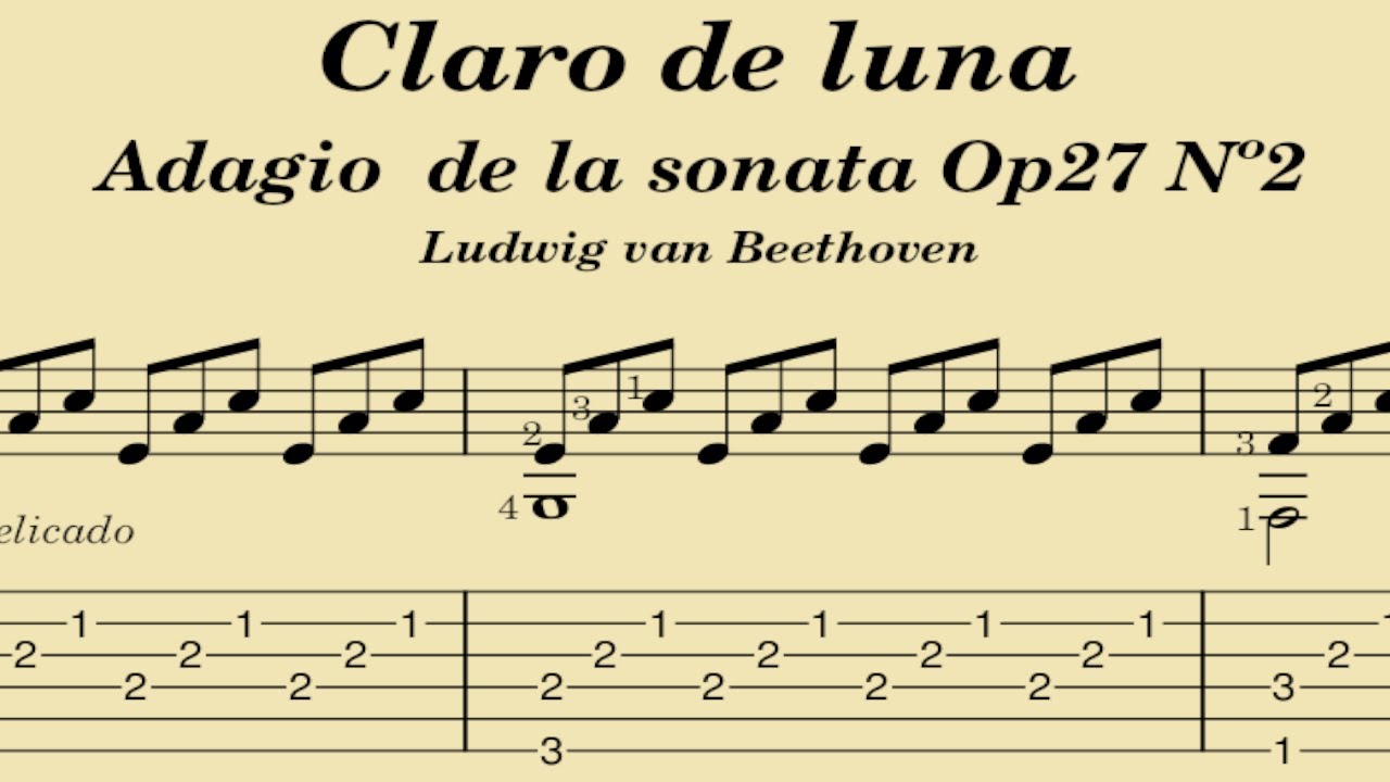 Claro de luna - Ludwig van Beethoven (Tablatura)