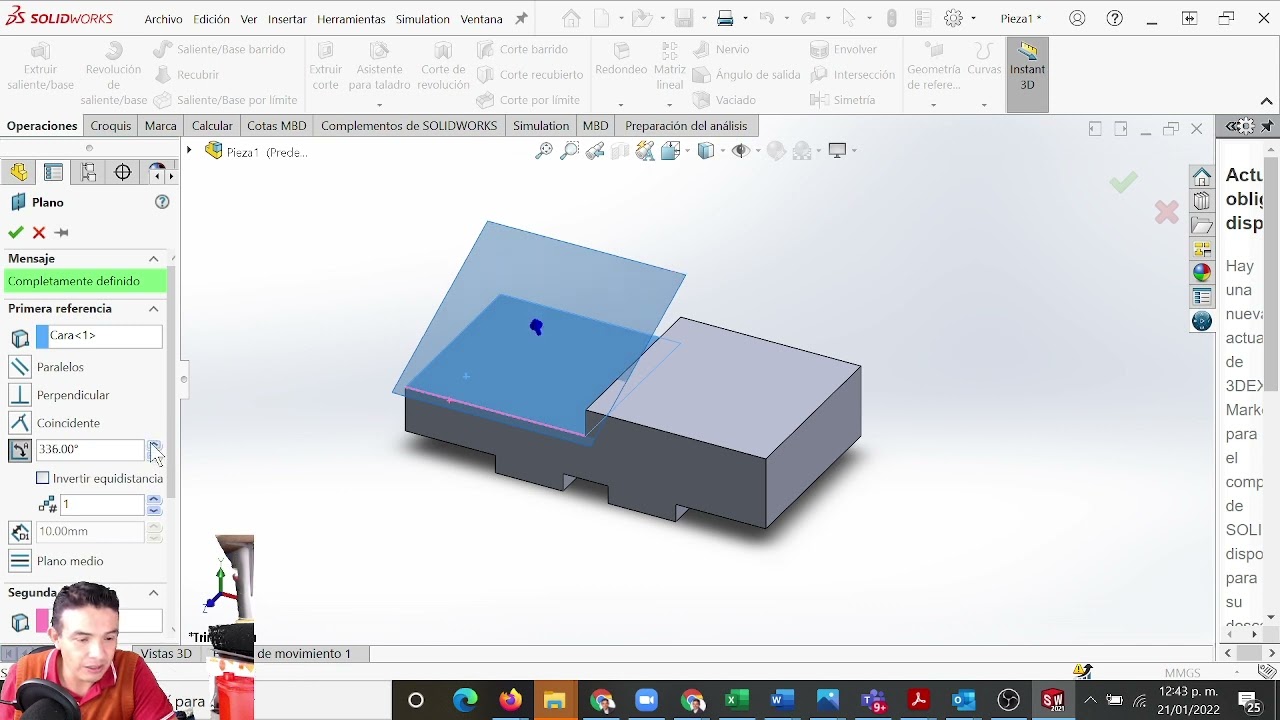 Modelación intermedia en solidworks Ejercicio 3 Creación de planos inclinado