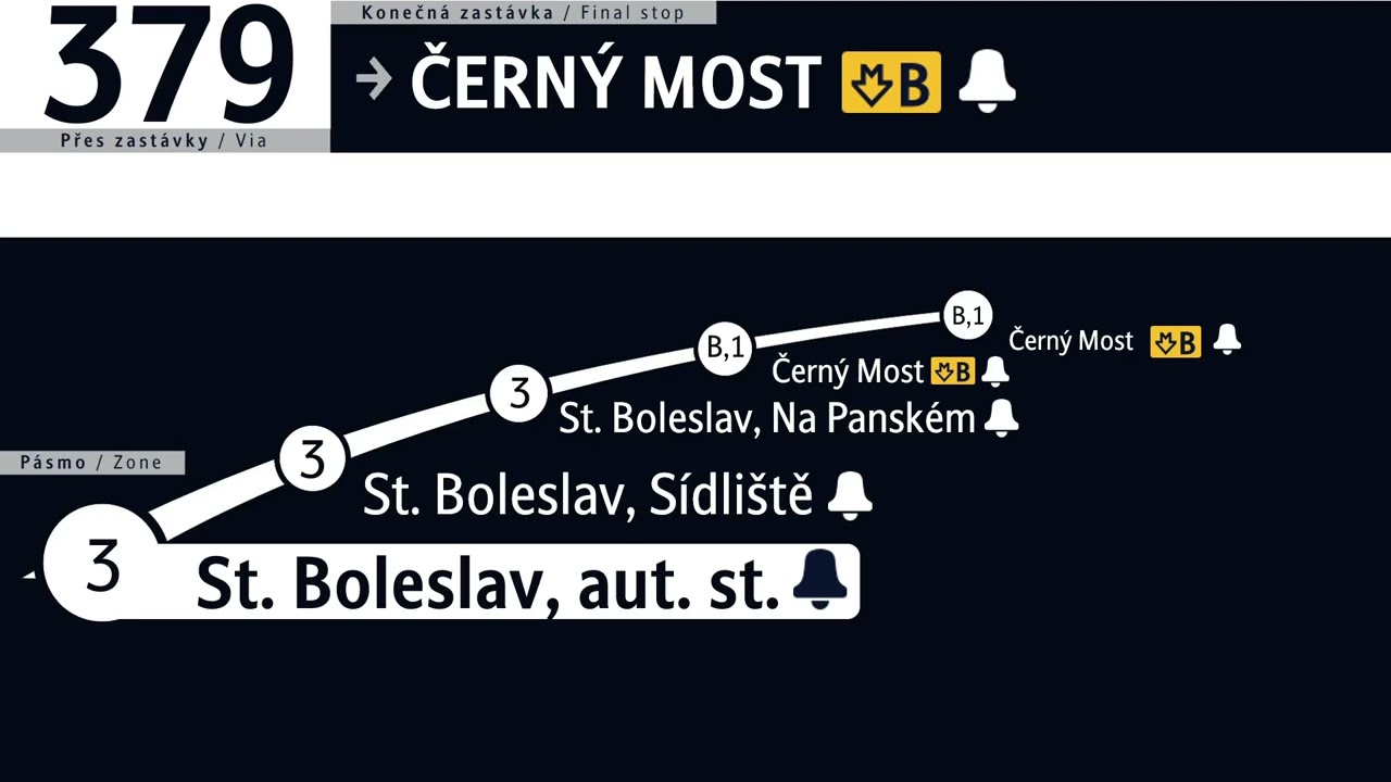 379 ➡ Černý Most [Hlášení i s panelem]