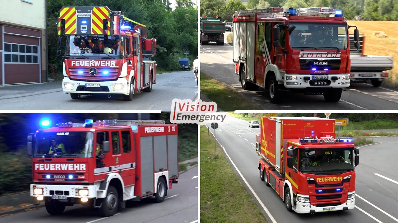 Einsatzfahrten der Feuerwehren aus dem Rhein-Neckar-Kreis