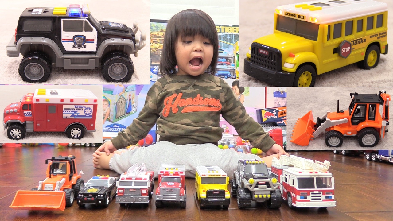 Toy Channel: Yellow School Bus, Fire Truck, Police Car, Ambulance, Construction Trucks and More!
