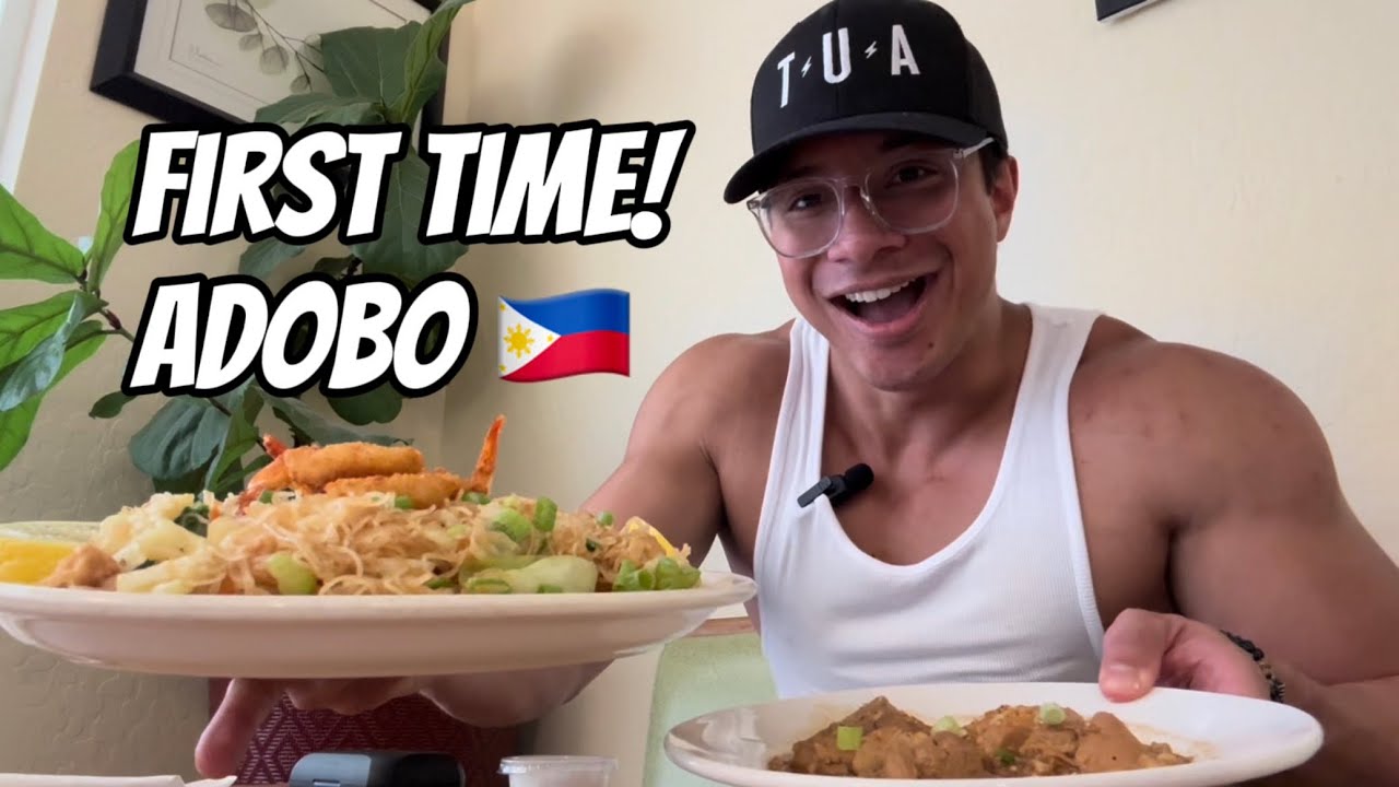 I try Adobo and Pancit Filipino Food for the FIRST TIME!