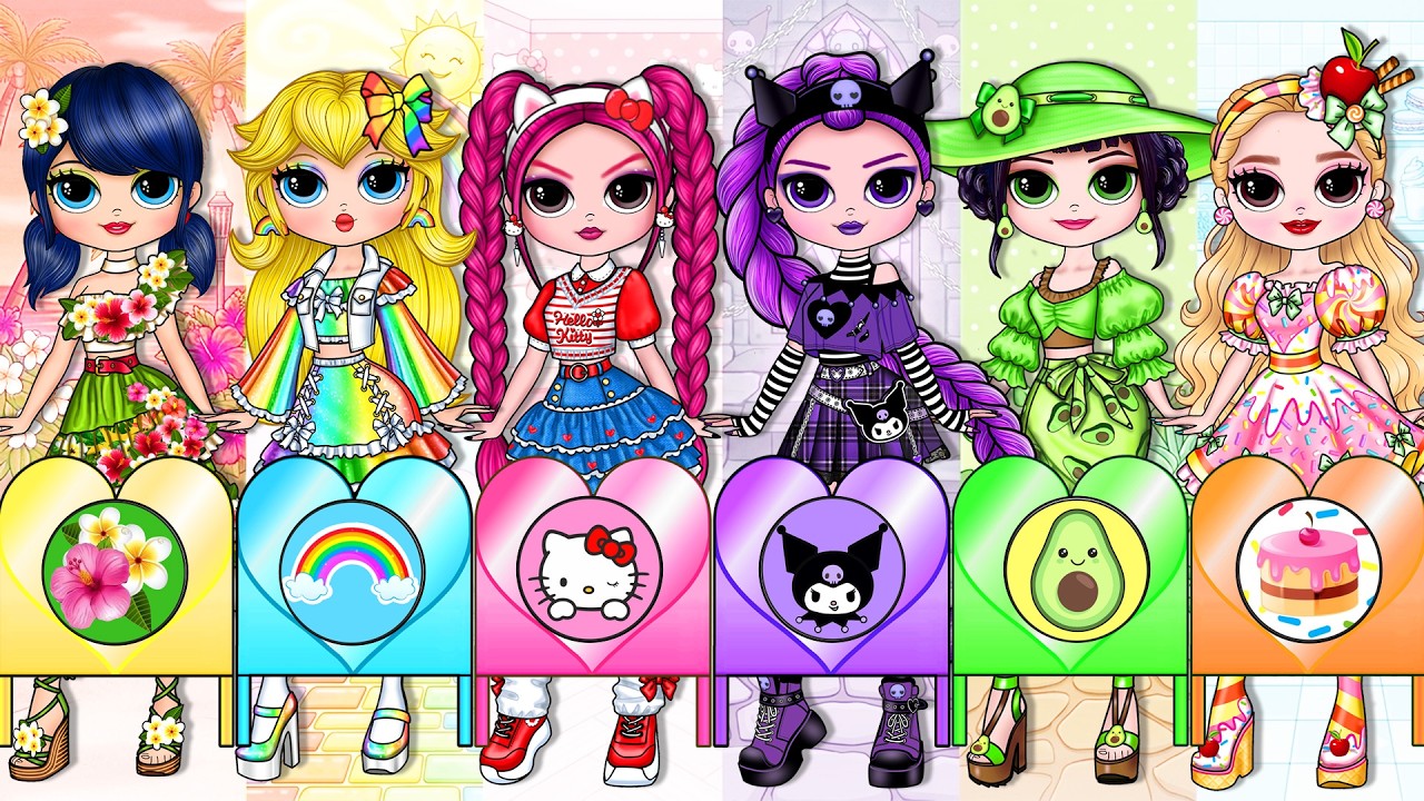 K-Pop Huntrix: Руми, Мира, Зои, Пич, Глинда &mdash; новые модные наряды | Бумажная мода своими руками