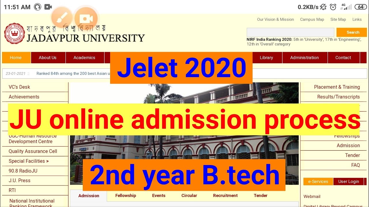 jelet 2020 | JU online admission process | 2nd year B.tech | document uploading |