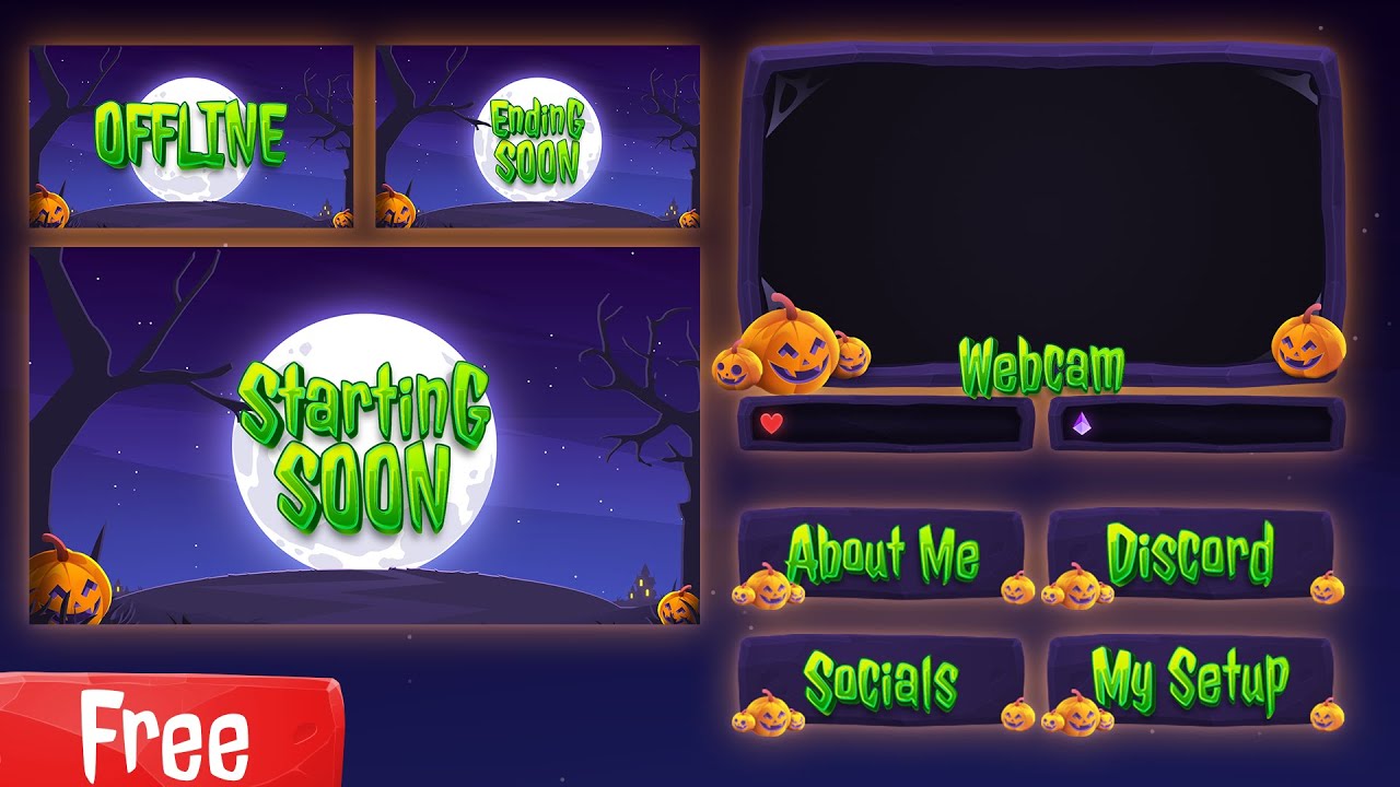 FREE Halloween Stream Overlay 2022 | Animated Twitch Overlay | Youtube & Facebook Stream Package